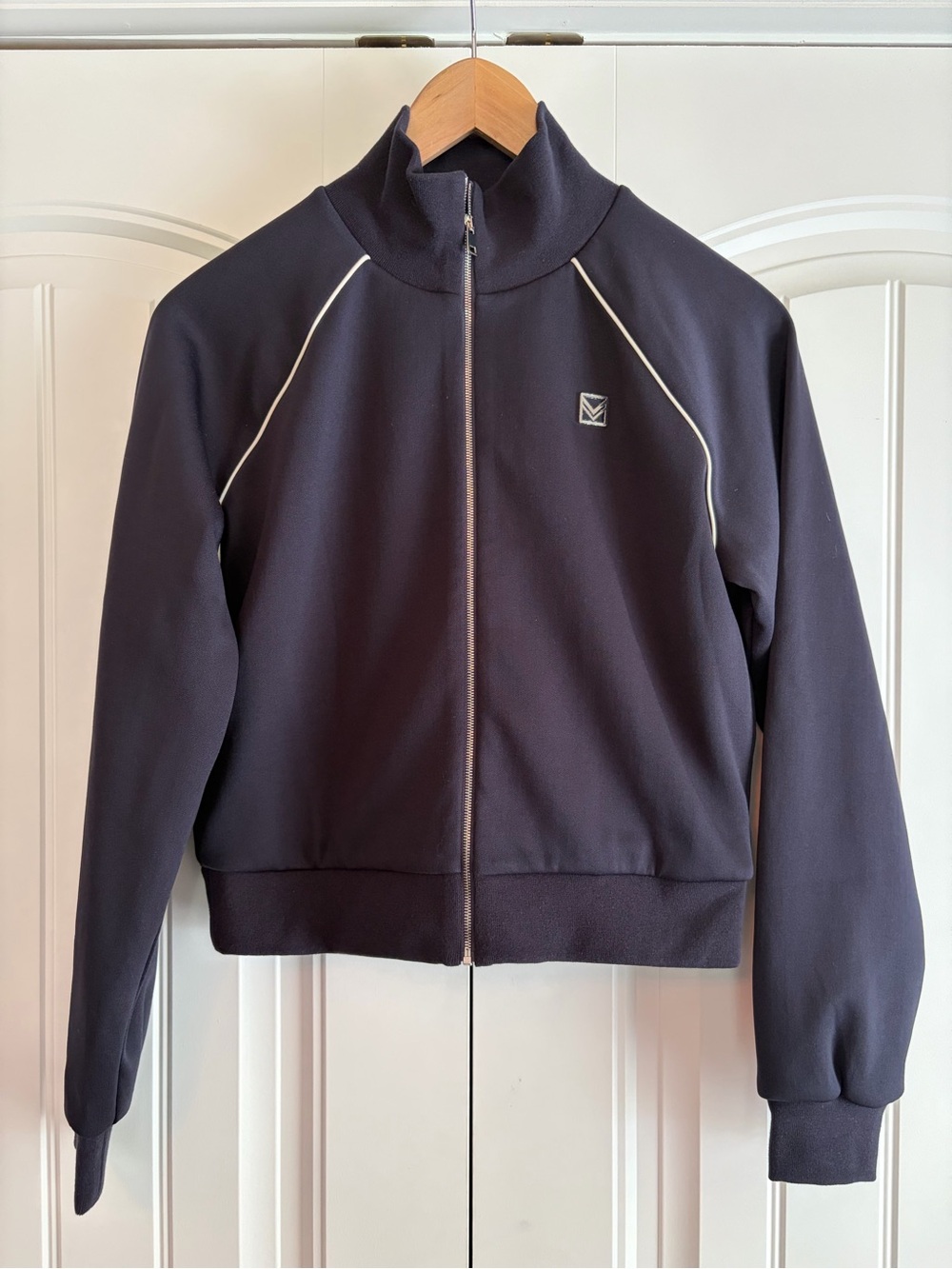 Tory Burch NWT Shrunken Raglan Track Jacket Navy Blue Womens Size Small Full Zip
